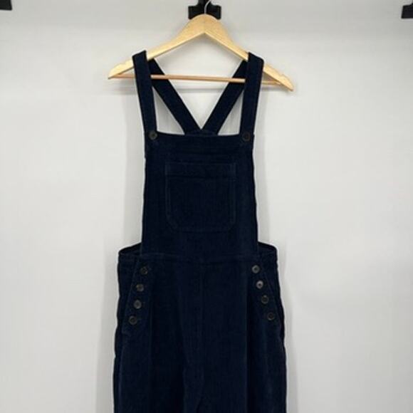 Reformation Navy Corduroy Baldwin Overalls Ribbed Wide Leg Women's 10 Blue - Picture 4 of 14